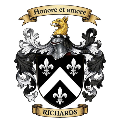 The Richards Family Coat of Arms digital download: Includes Color PNG, B&W PNG, and SVG vector files