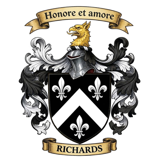 The Richards Family Coat of Arms digital download: Includes Color PNG, B&W PNG, and SVG vector files