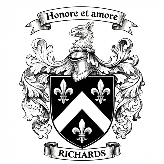 The Richards Family Coat of Arms digital download: Includes Color PNG, B&W PNG, and SVG vector files