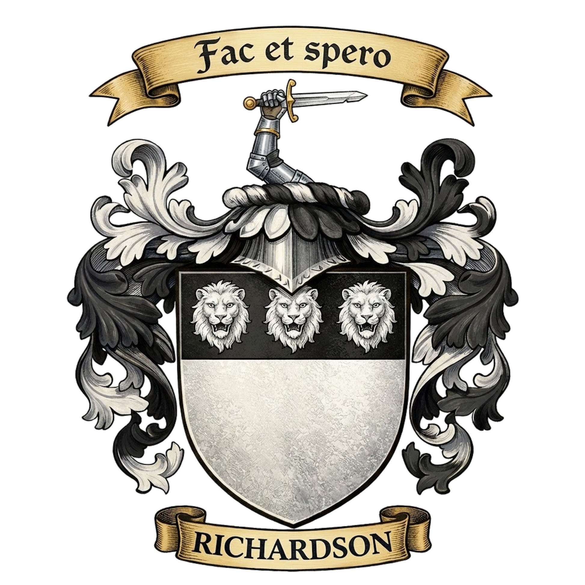 The Richardson Family Coat of Arms digital download: Includes Color PNG, B&W PNG, and SVG vector files