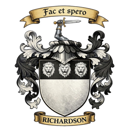 The Richardson Family Coat of Arms digital download: Includes Color PNG, B&W PNG, and SVG vector files