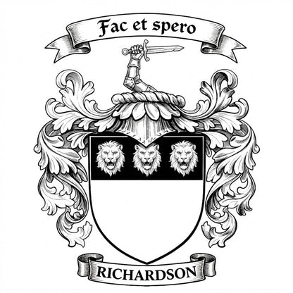 The Richardson Family Coat of Arms digital download: Includes Color PNG, B&W PNG, and SVG vector files