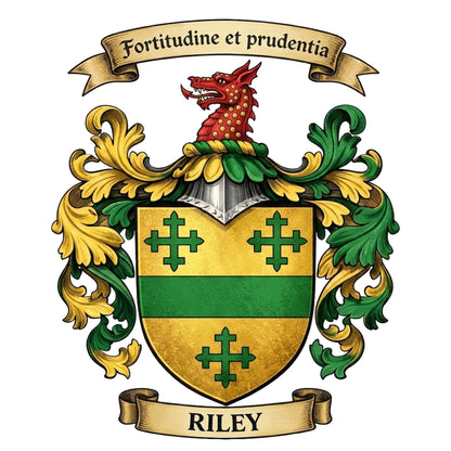 The Riley Family Coat of Arms digital download: Includes Color PNG, B&W PNG, and SVG vector files