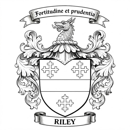 The Riley Family Coat of Arms digital download: Includes Color PNG, B&W PNG, and SVG vector files