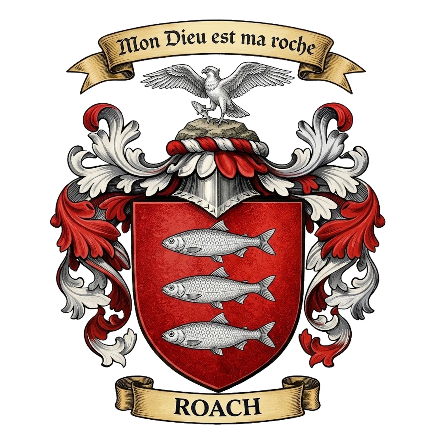 The Roach Family Coat of Arms digital download: Includes Color PNG, B&W PNG, and SVG vector files