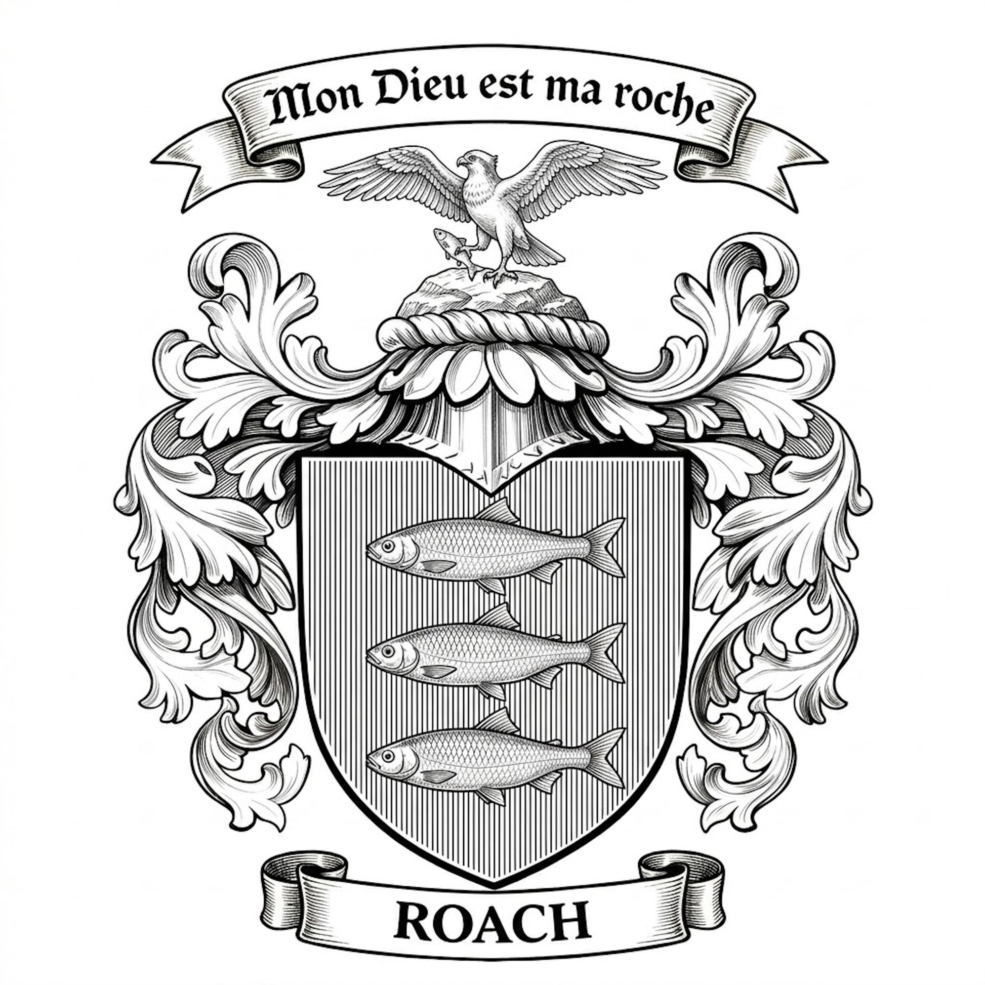 The Roach Family Coat of Arms digital download: Includes Color PNG, B&W PNG, and SVG vector files