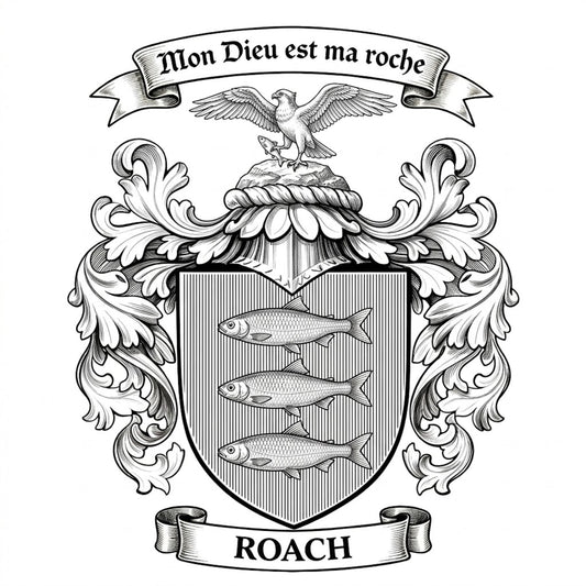 The Roach Family Coat of Arms digital download: Includes Color PNG, B&W PNG, and SVG vector files