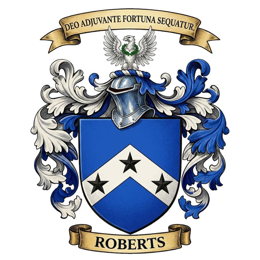 The Roberts Family Coat of Arms digital download: Includes Color PNG, B&W PNG, and SVG vector files