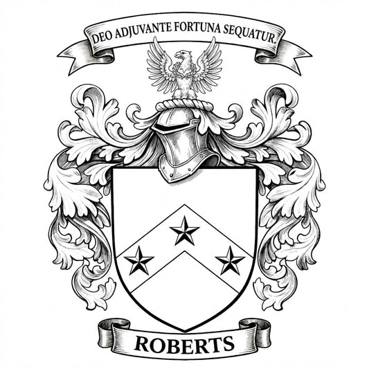The Roberts Family Coat of Arms digital download: Includes Color PNG, B&W PNG, and SVG vector files