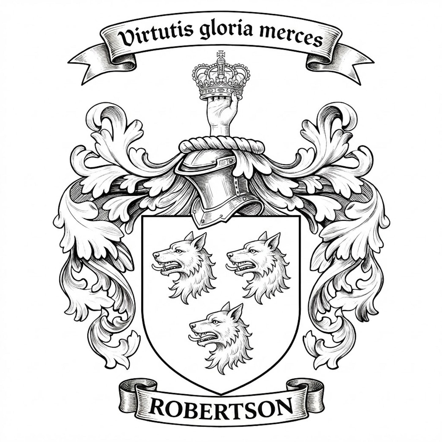 The Robertson Family Coat of Arms digital download: Includes Color PNG, B&W PNG, and SVG vector files