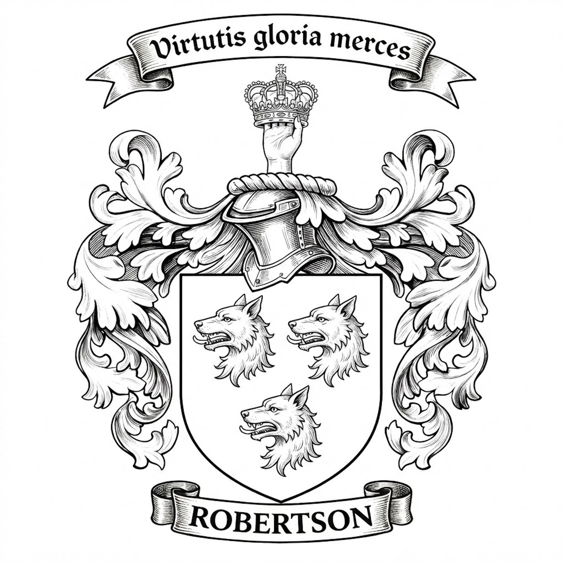 The Robertson Family Coat of Arms digital download: Includes Color PNG, B&W PNG, and SVG vector files