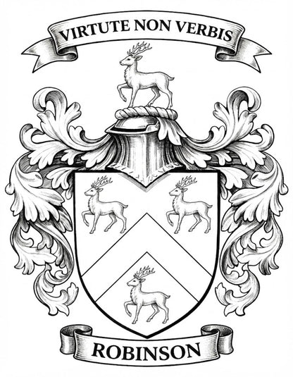 The Robinson Family Coat of Arms digital download: Includes Color PNG, B&W PNG, and SVG vector files