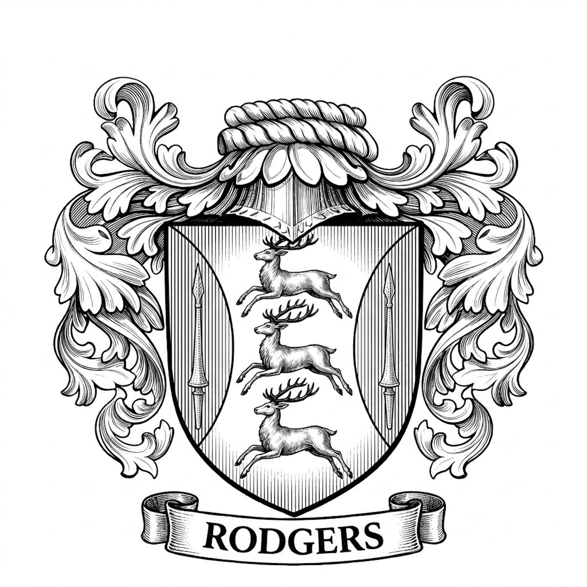 The Rodgers Family Coat of Arms digital download: Includes Color PNG, B&W PNG, and SVG vector files