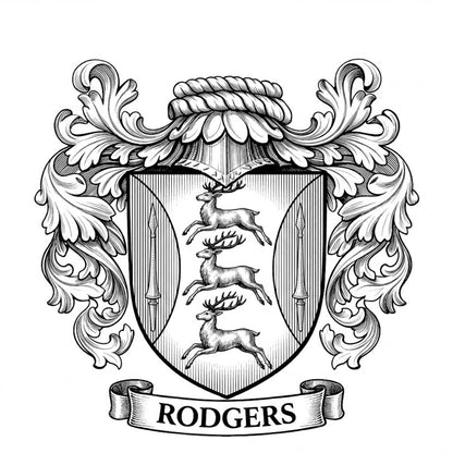 The Rodgers Family Coat of Arms digital download: Includes Color PNG, B&W PNG, and SVG vector files
