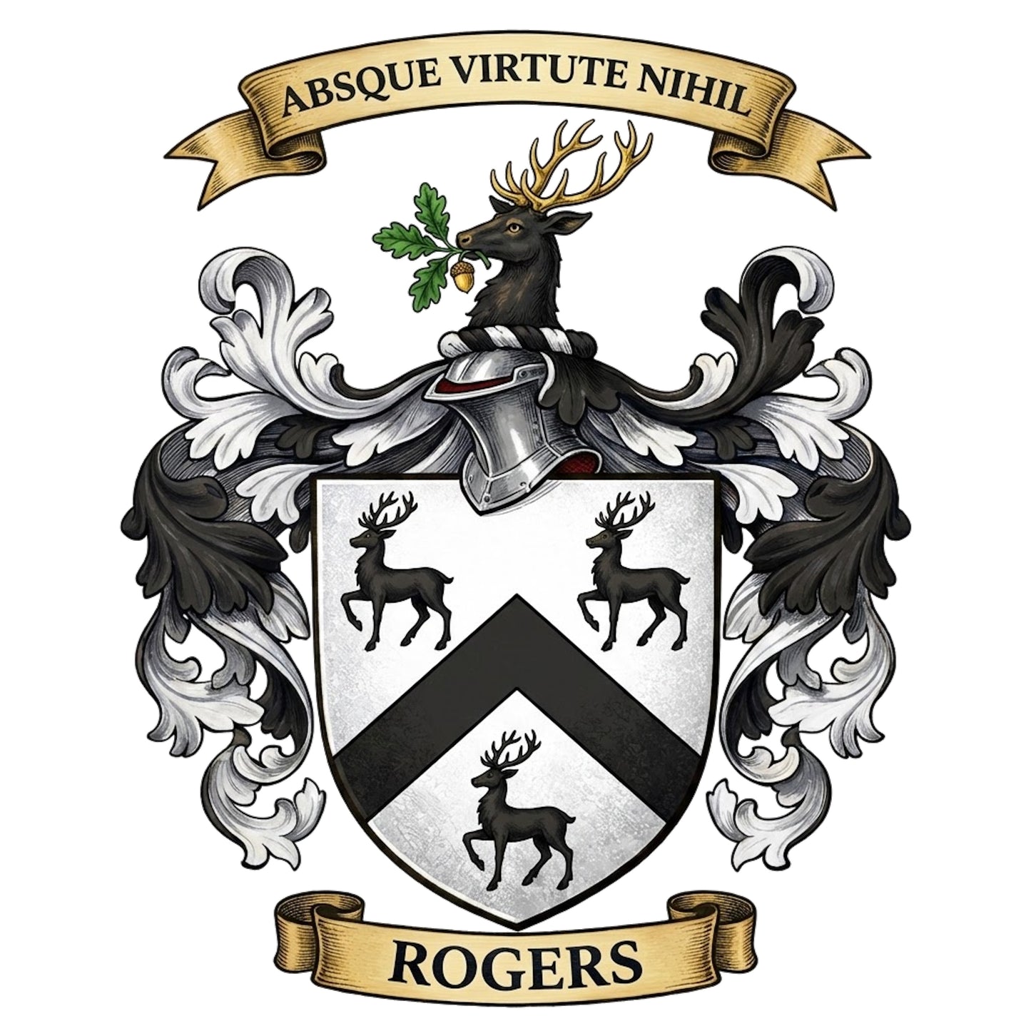 The Rogers Family Coat of Arms digital download: Includes Color PNG, B&W PNG, and SVG vector files