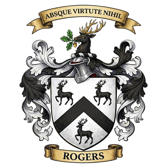 The Rogers Family Coat of Arms digital download: Includes Color PNG, B&W PNG, and SVG vector files