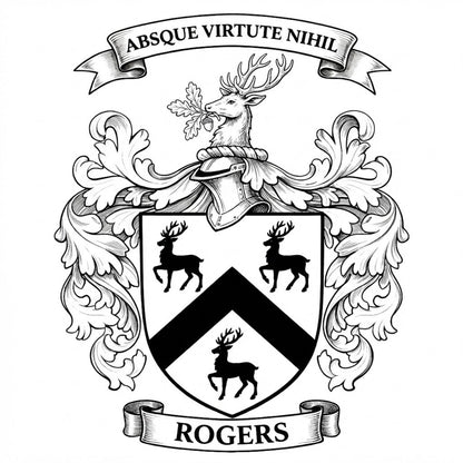 The Rogers Family Coat of Arms digital download: Includes Color PNG, B&W PNG, and SVG vector files