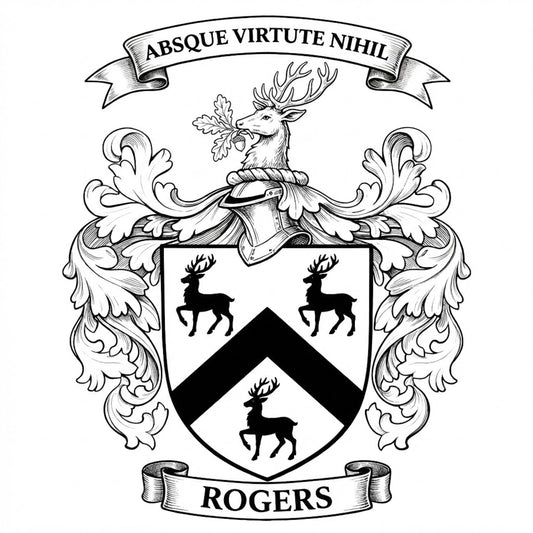 The Rogers Family Coat of Arms digital download: Includes Color PNG, B&W PNG, and SVG vector files