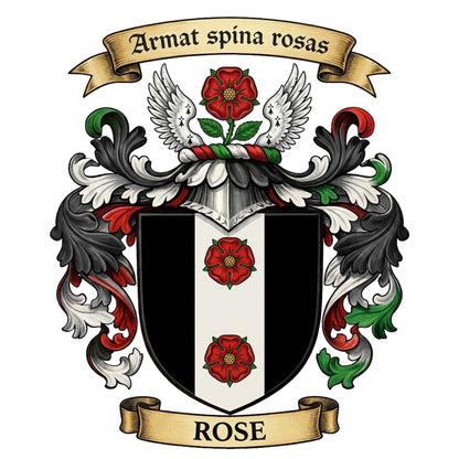 The Rose Family Coat of Arms digital download: Includes Color PNG, B&W PNG, and SVG vector files