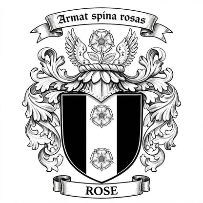 The Rose Family Coat of Arms digital download: Includes Color PNG, B&W PNG, and SVG vector files