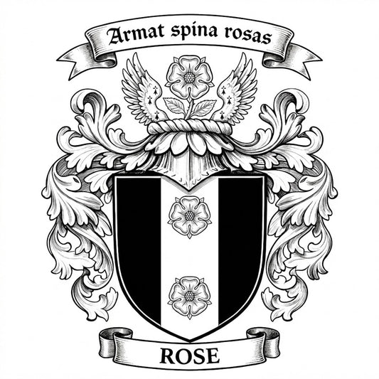 The Rose Family Coat of Arms digital download: Includes Color PNG, B&W PNG, and SVG vector files