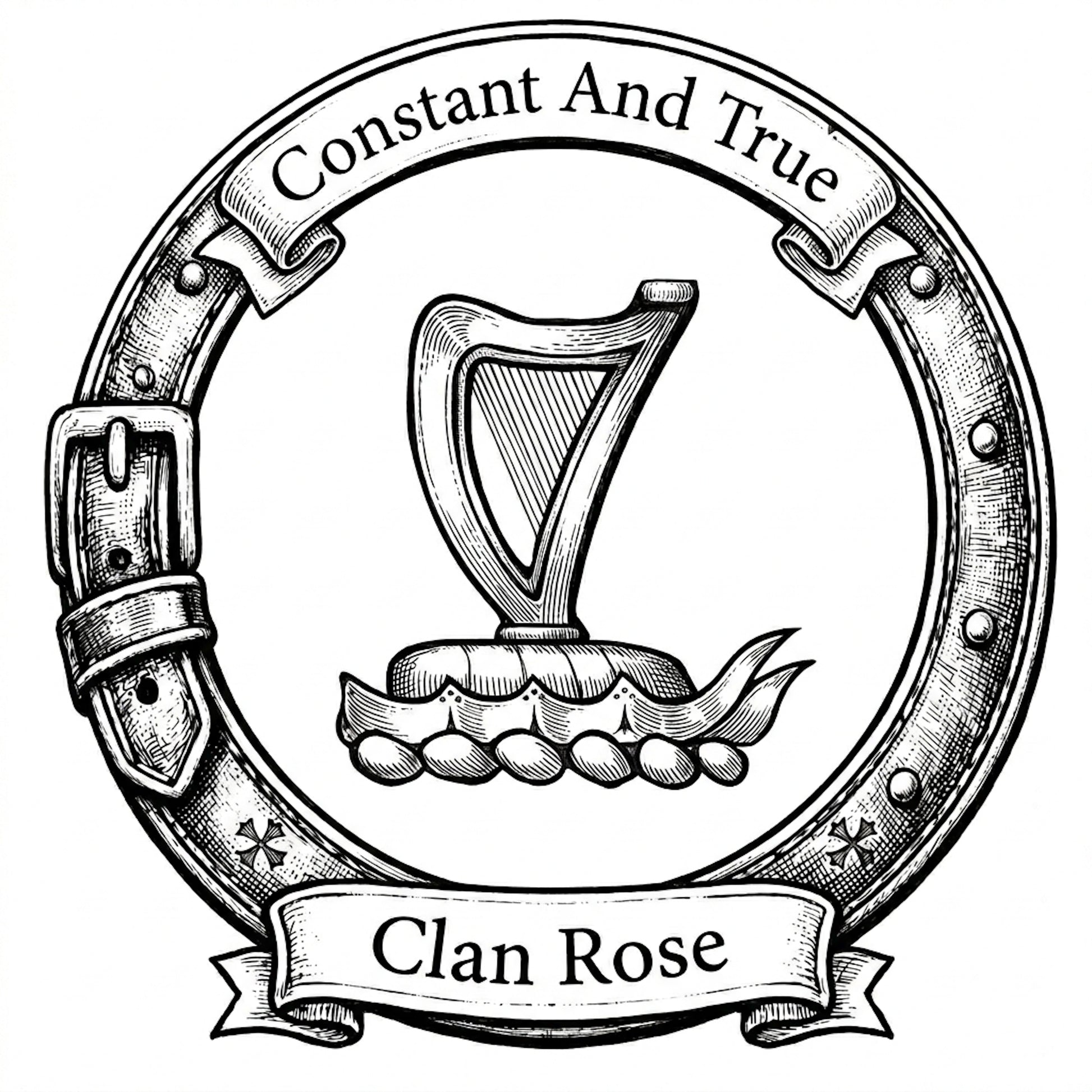 Clan Rose Crest digital download: Includes Color PNG, B&W PNG, and SVG vector files