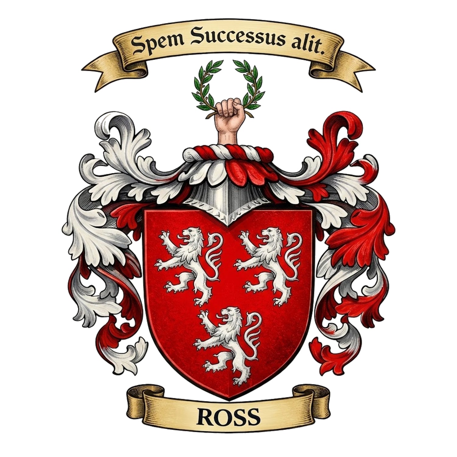 The Ross Family Coat of Arms digital download: Includes Color PNG, B&W PNG, and SVG vector files