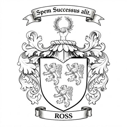 The Ross Family Coat of Arms digital download: Includes Color PNG, B&W PNG, and SVG vector files