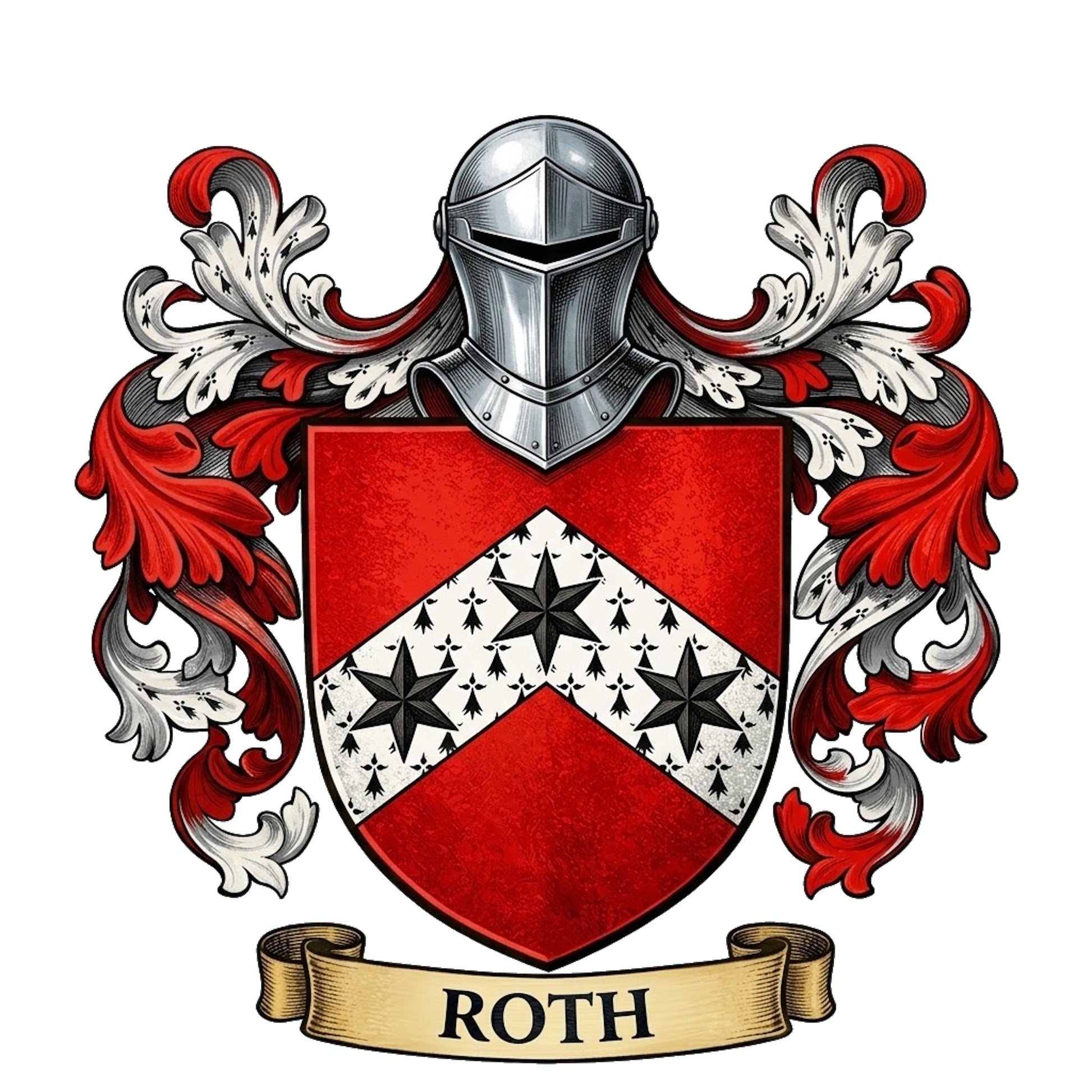 The Roth Family Coat of Arms digital download: Includes Color PNG, B&W PNG, and SVG vector files