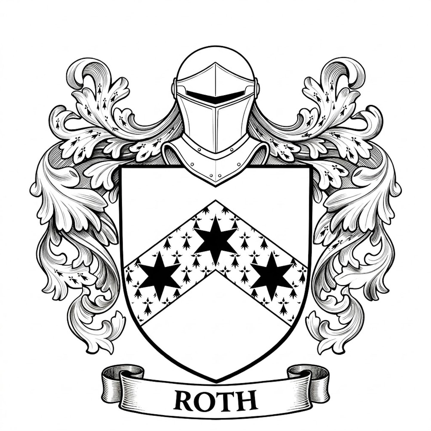 The Roth Family Coat of Arms digital download: Includes Color PNG, B&W PNG, and SVG vector files
