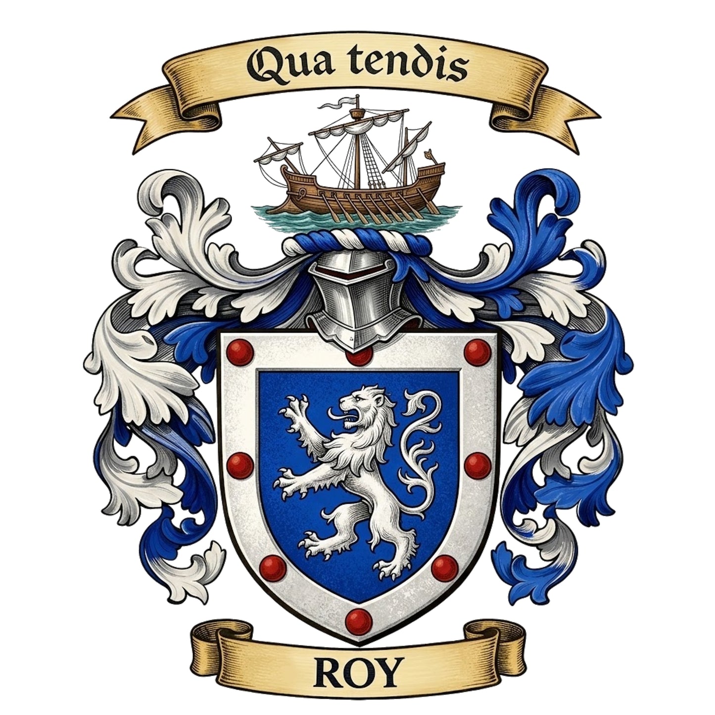 The Roy Family Coat of Arms digital download: Includes Color PNG, B&W PNG, and SVG vector files