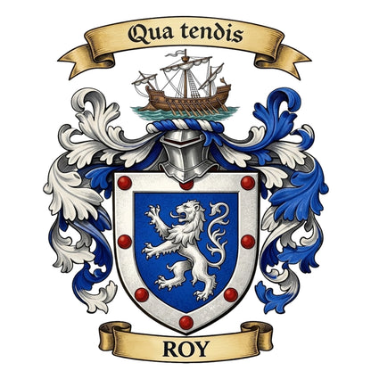 The Roy Family Coat of Arms digital download: Includes Color PNG, B&W PNG, and SVG vector files