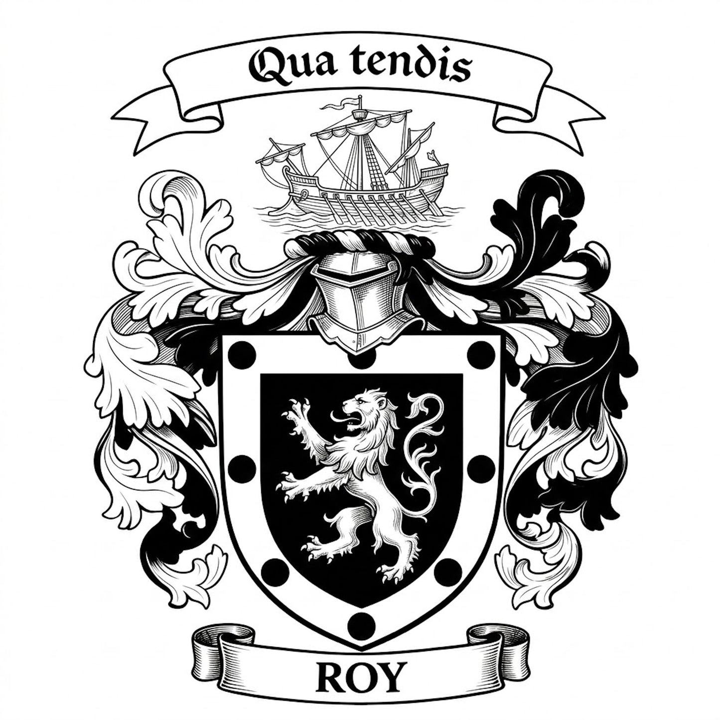 The Roy Family Coat of Arms digital download: Includes Color PNG, B&W PNG, and SVG vector files