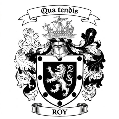 The Roy Family Coat of Arms digital download: Includes Color PNG, B&W PNG, and SVG vector files