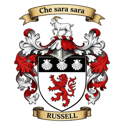 The Russell Family Coat of Arms digital download: Includes Color PNG, B&W PNG, and SVG vector files