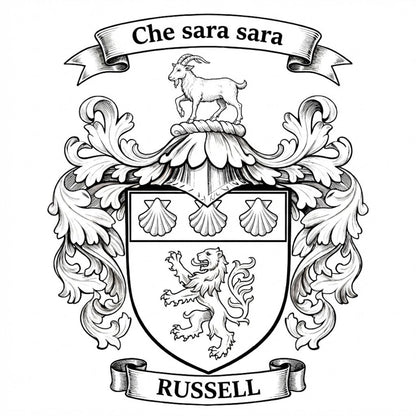 The Russell Family Coat of Arms digital download: Includes Color PNG, B&W PNG, and SVG vector files