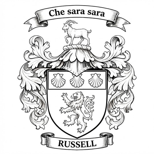 The Russell Family Coat of Arms digital download: Includes Color PNG, B&W PNG, and SVG vector files