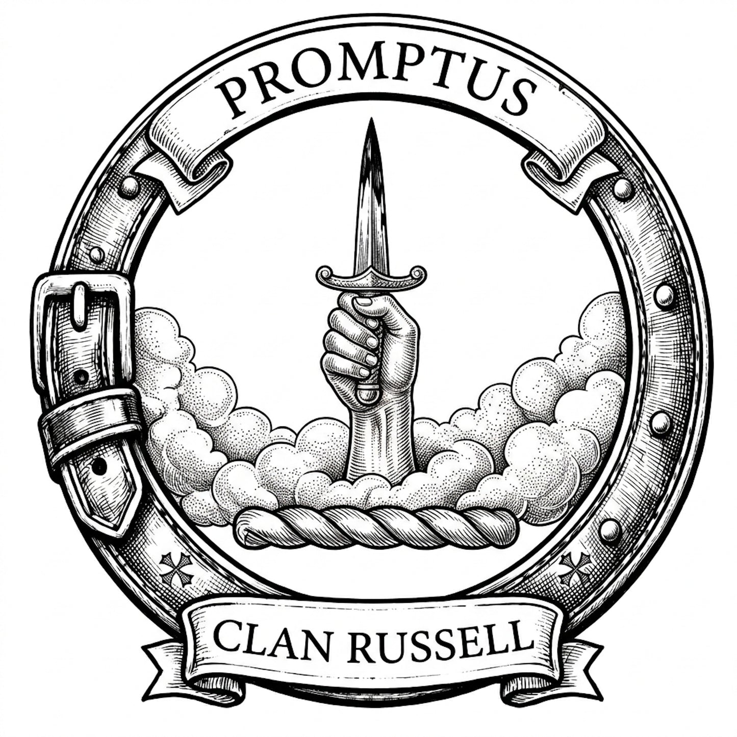 Clan Russell Crest digital download: Includes Color PNG, B&W PNG, and SVG vector files