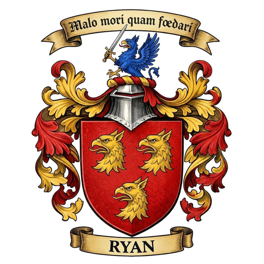 The Ryan Family Coat of Arms digital download: Includes Color PNG, B&W PNG, and SVG vector files