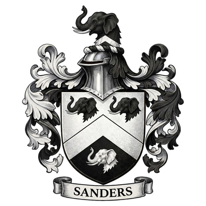The Sanders Family Coat of Arms digital download: Includes Color PNG, B&W PNG, and SVG vector files