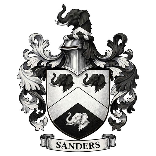 The Sanders Family Coat of Arms digital download: Includes Color PNG, B&W PNG, and SVG vector files