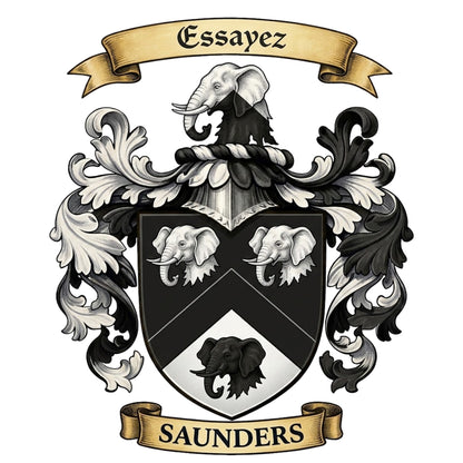 The Saunders Family Coat of Arms digital download: Includes Color PNG, B&W PNG, and SVG vector files