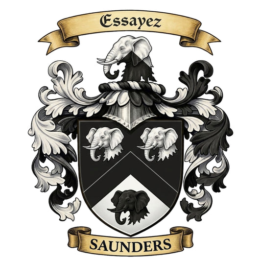 The Saunders Family Coat of Arms digital download: Includes Color PNG, B&W PNG, and SVG vector files