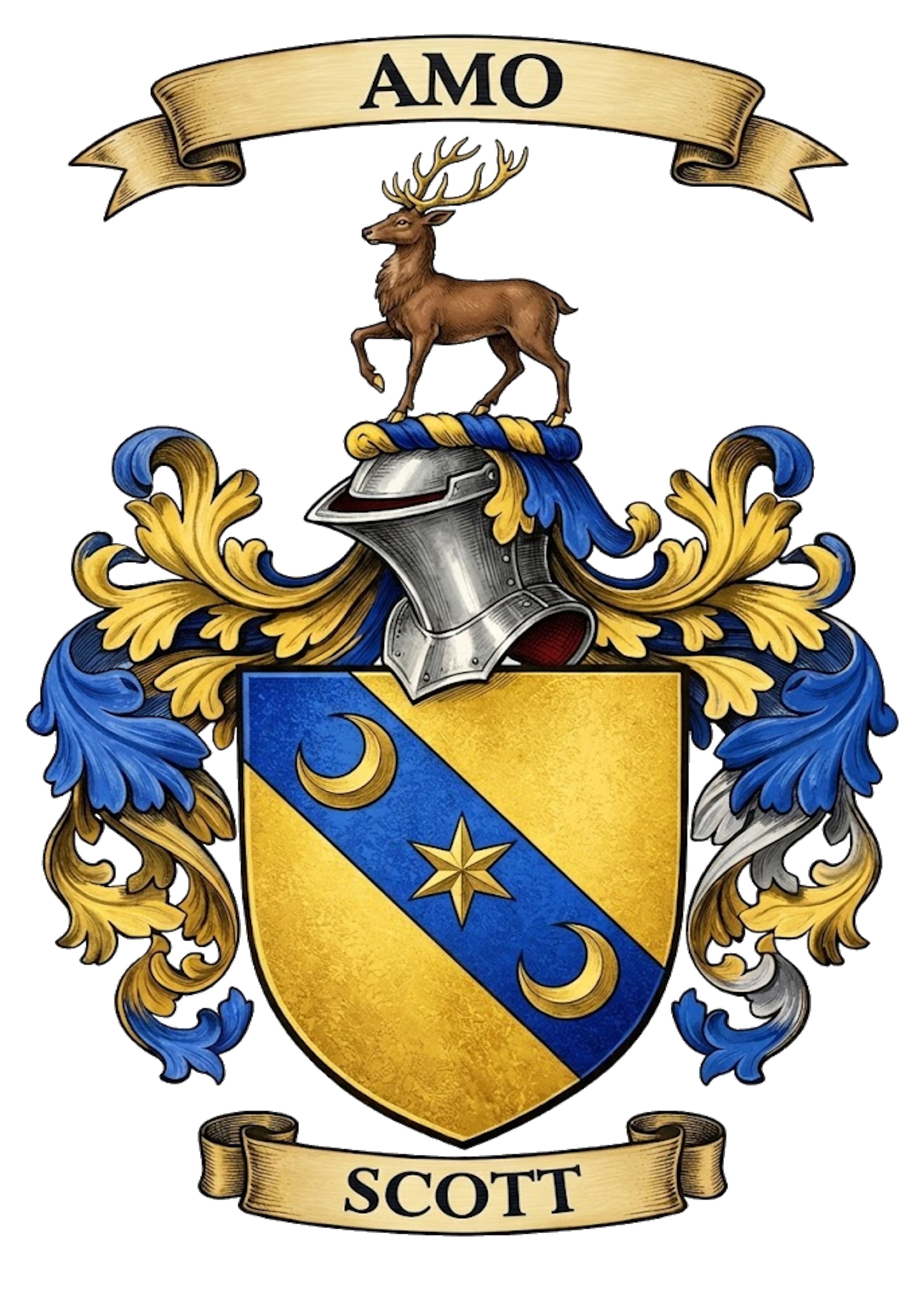 The Scott Family Coat of Arms digital download: Includes Color PNG, B&W PNG, and SVG vector files