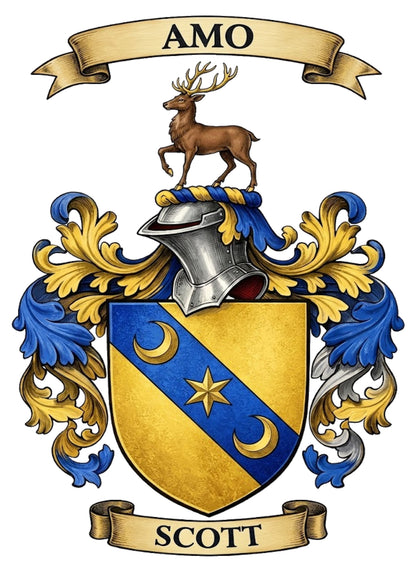 The Scott Family Coat of Arms digital download: Includes Color PNG, B&W PNG, and SVG vector files