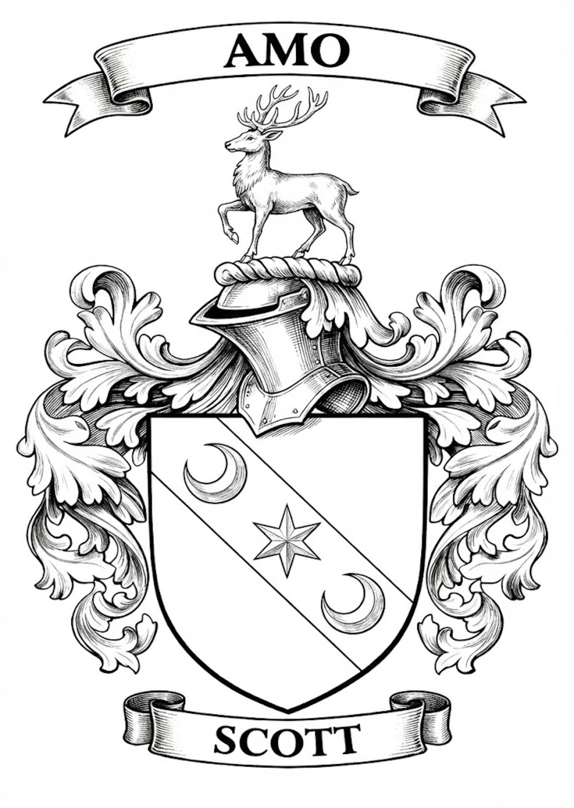 The Scott Family Coat of Arms digital download: Includes Color PNG, B&W PNG, and SVG vector files