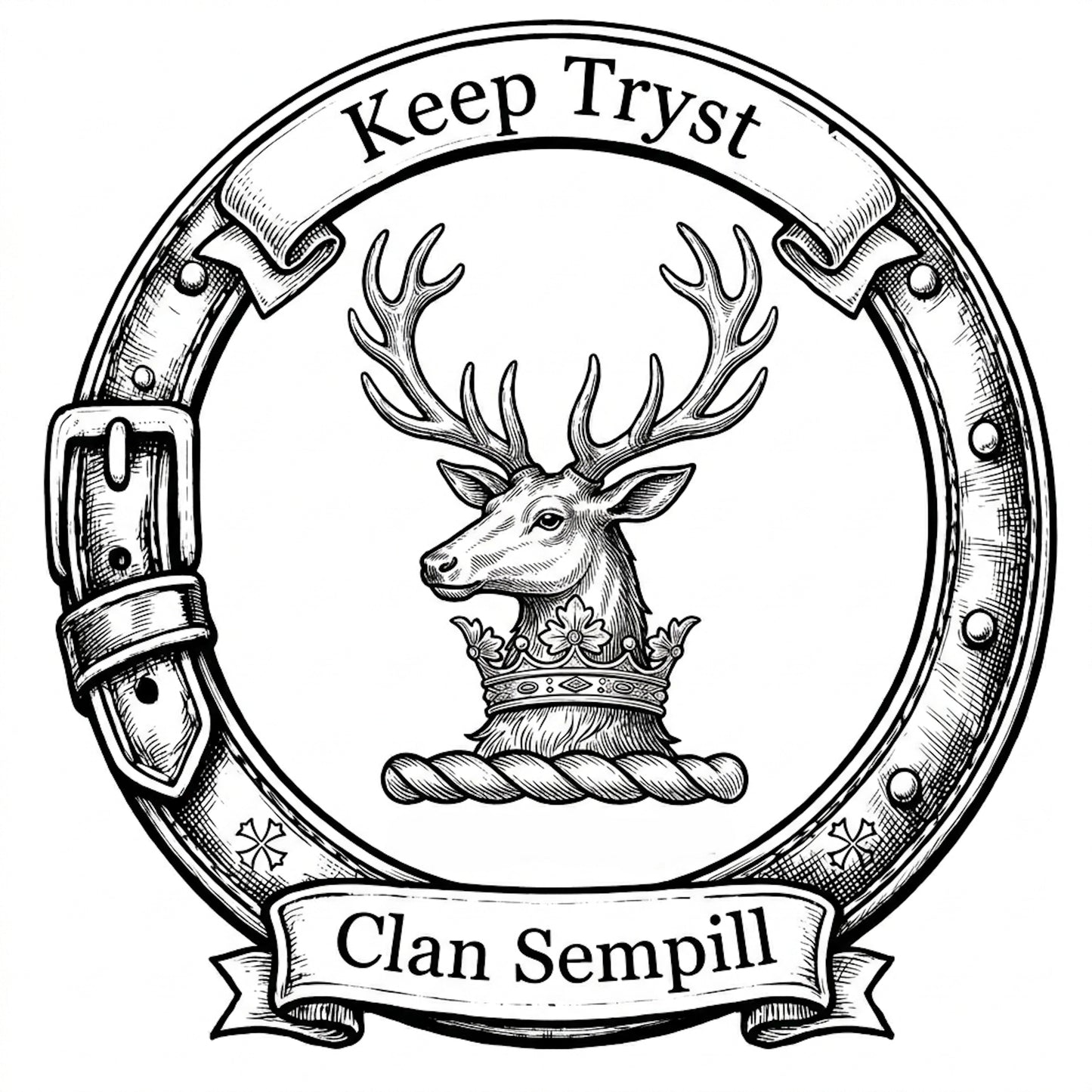 Clan Sempill Crest digital download: Includes Color PNG, B&W PNG, and SVG vector files