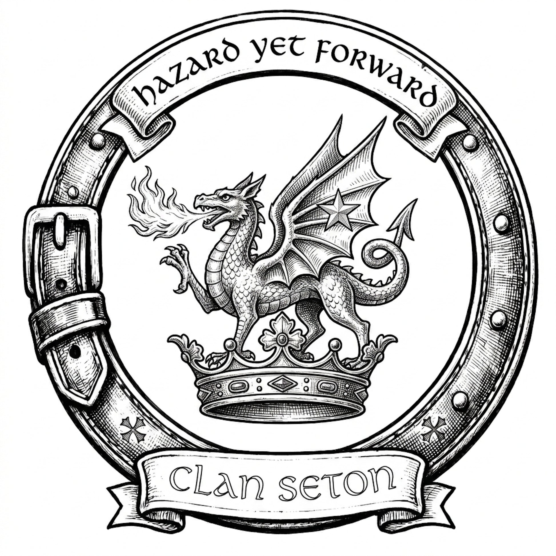 Clan Seton Crest digital download: Includes Color PNG, B&W PNG, and SVG vector files