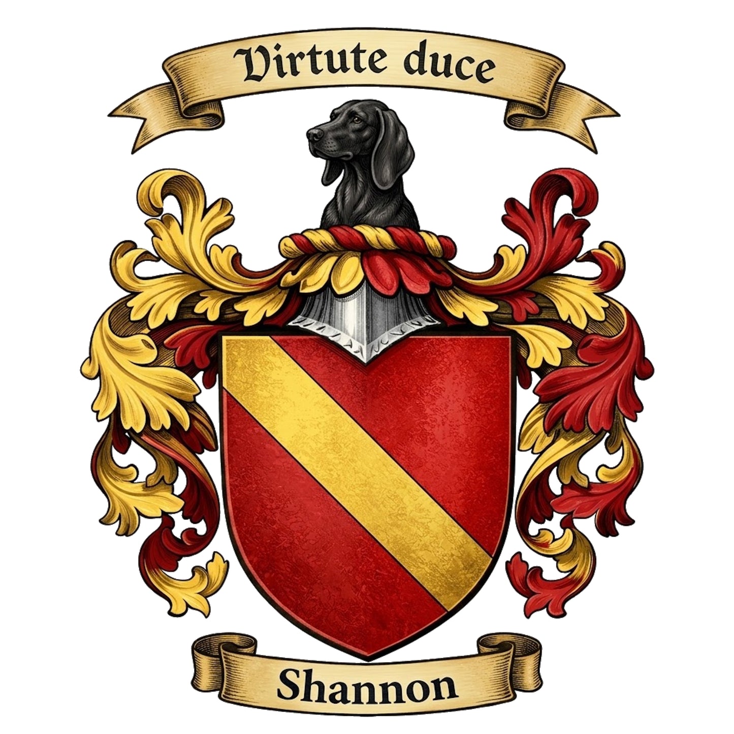 The Shannon Family Coat of Arms digital download: Includes Color PNG, B&W PNG, and SVG vector files