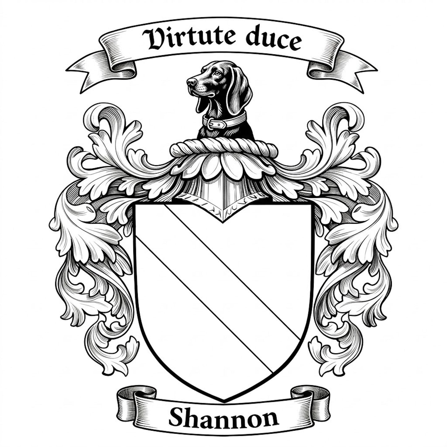 The Shannon Family Coat of Arms digital download: Includes Color PNG, B&W PNG, and SVG vector files
